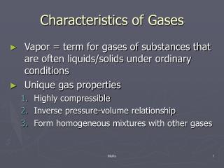 Characteristics of Gases