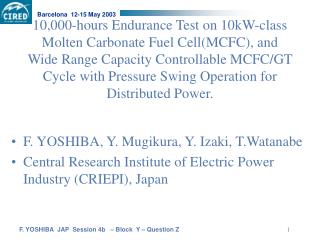 F. YOSHIBA, Y. Mugikura, Y. Izaki, T.Watanabe