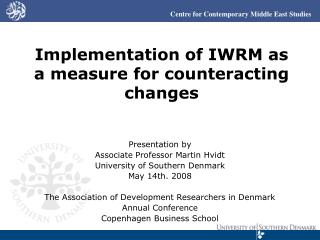 Implementation of IWRM as a measure for counteracting changes