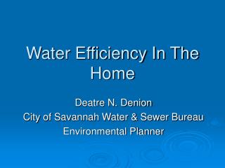 Water Efficiency In The Home