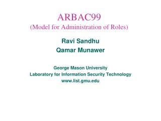 ARBAC99 (Model for Administration of Roles)