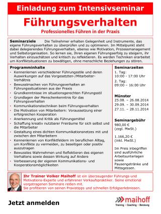 Einladung zum Intensivseminar