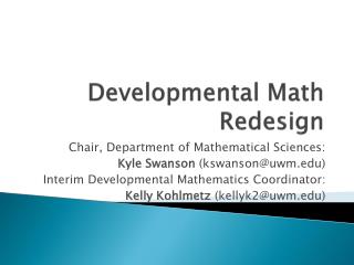 Developmental Math Redesign