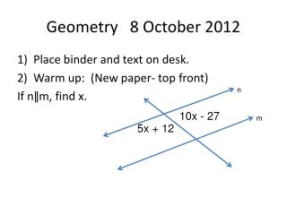 Geometry 8 October 2012