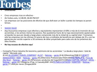 Streetwalker Cinco empresas ricas en efectivo - De Forbes , 12.08.09, 06:00 PM EST