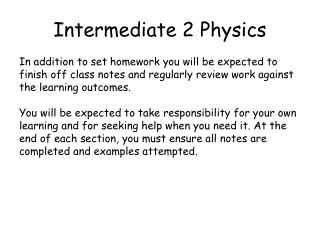 Intermediate 2 Physics