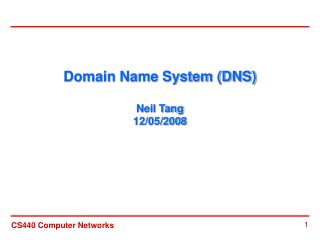 Domain Name System (DNS) Neil Tang 12/05/2008