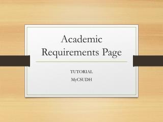 Academic Requirements Page