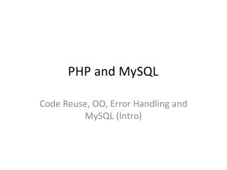 PHP and MySQL