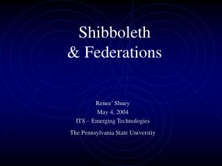 Shibboleth &amp; Federations