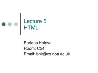 Lecture 5 HTML