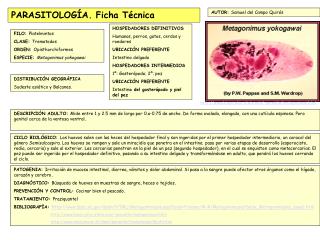 PARASITOLOGÍA. Ficha Técnica