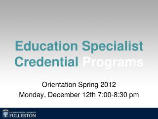 Education Specialist Credential Programs