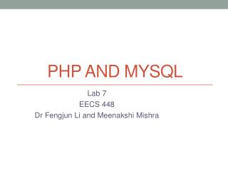 PHP and MySQL