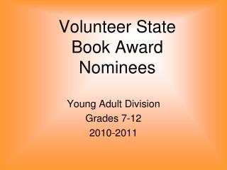 Volunteer State Book Award Nominees