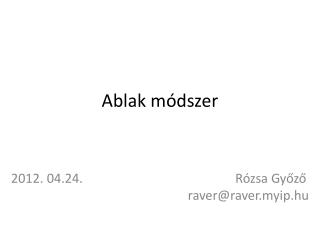 Ablak módszer