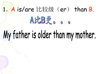 1 、 A is/are 比较级（ er ） than B .