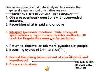 THE STEPS THAT INVOLVE DATA ANALYSIS