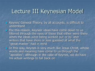 Lecture III Keynesian Model