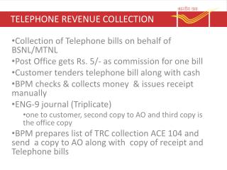 TELEPHONE REVENUE COLLECTION