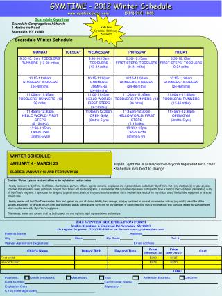 GYMTIME – 2012 Winter Schedule gymtimeplace (914) 948-1868