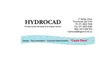 HYDROCAD ‘Providing Quality CAD Design to the Irrigation Industry”