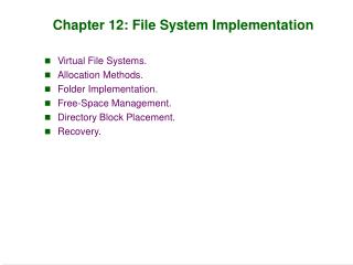 Chapter 12: File System Implementation