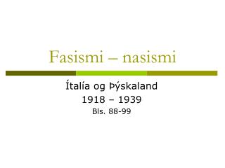 Fasismi – nasismi