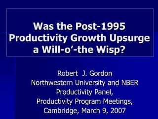 Was the Post-1995 Productivity Growth Upsurge a Will-o’-the Wisp?