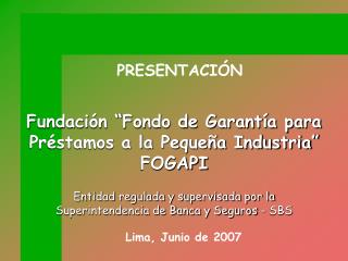 Fundación “Fondo de Garantía para Préstamos a la Pequeña Industria” FOGAPI