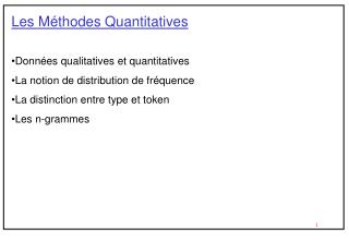 Les Méthodes Quantitatives