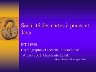 Sécurité des cartes à puces et Java