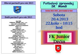 Sobota 20.4.2013 22.kolo – 10:15 hod