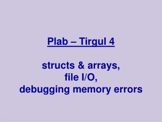 Plab – Tirgul 4 structs &amp; arrays, file I/O, debugging memory errors