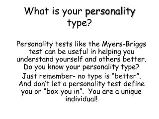 What is your personality type?