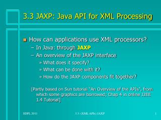 3.3 JAXP: Java API for XML Processing