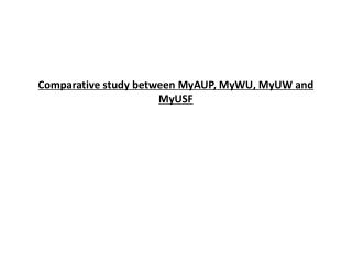 Comparative study between MyAUP, MyWU, MyUW and MyUSF