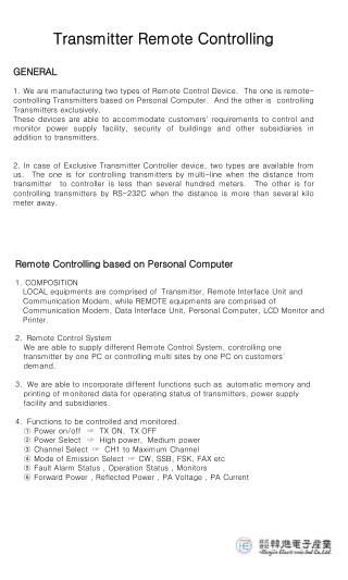 Transmitter Remote Controlling GENERAL