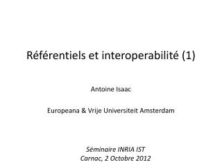 Référentiels et interoperabilité (1)