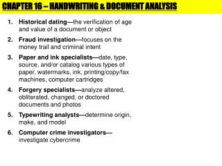 CHAPTER 16 – HANDWRITING &amp; DOCUMENT ANALYSIS