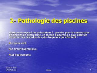 2- Pathologie des piscines