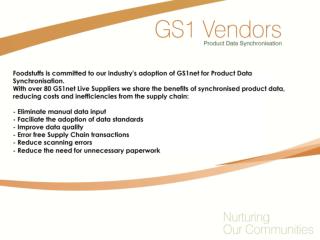 Congratulations to the following Suppliers for achieving GS1Net Live status with Foodstuffs