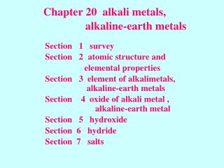 Chapter 20 alkali metals, alkaline-earth metals