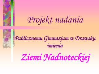 Publicznemu Gimnazjum w Drawsku imienia Ziemi Nadnoteckiej