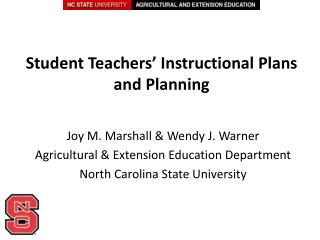 Student Teachers’ Instructional Plans and Planning