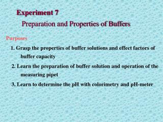 Experiment 7 Preparation and Properties of Buffers