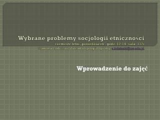 Wprowadzenie do zajęć