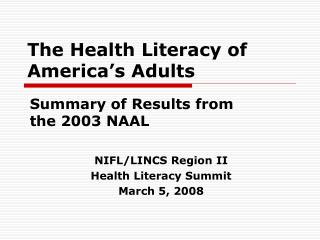 The Health Literacy of America’s Adults