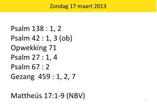 Zondag 17 maart 2013