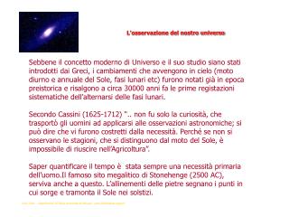 L'osservazione del nostro universo